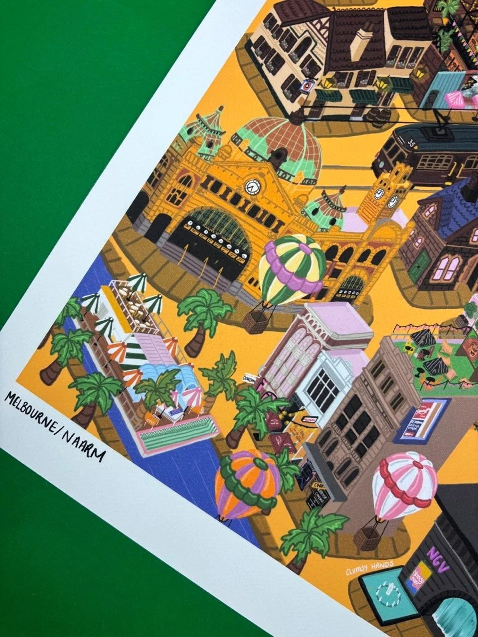 Melbourne in the Day Map  Print