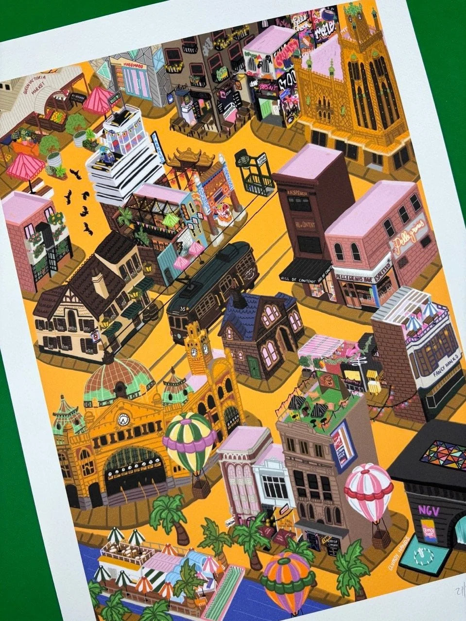 Melbourne in the Day Map  Print