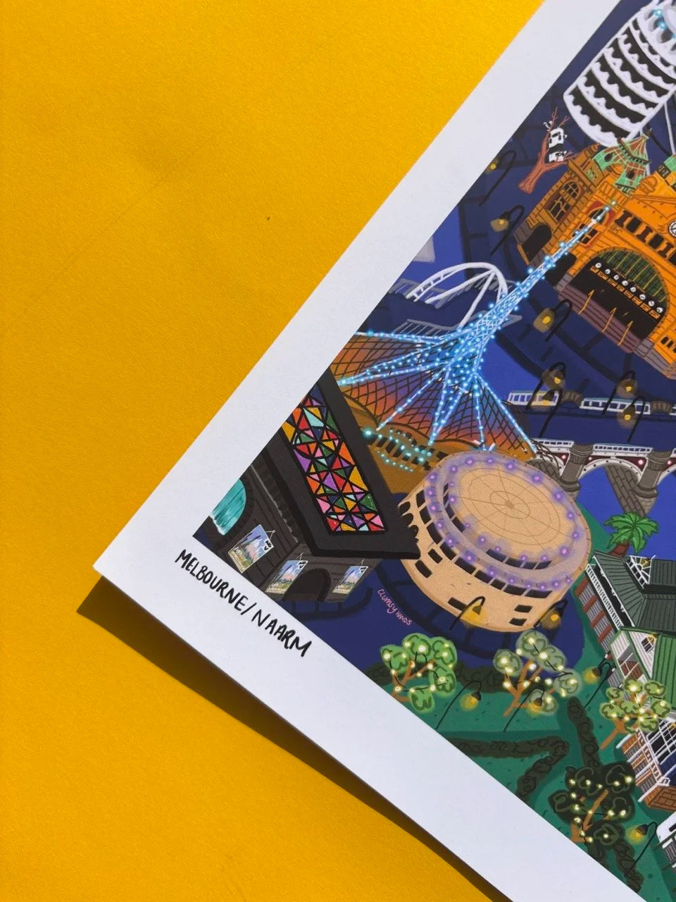 Melbourne at Night Map Print