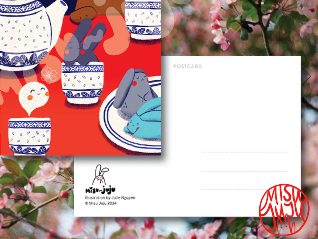Bunny Tea Set Postcard