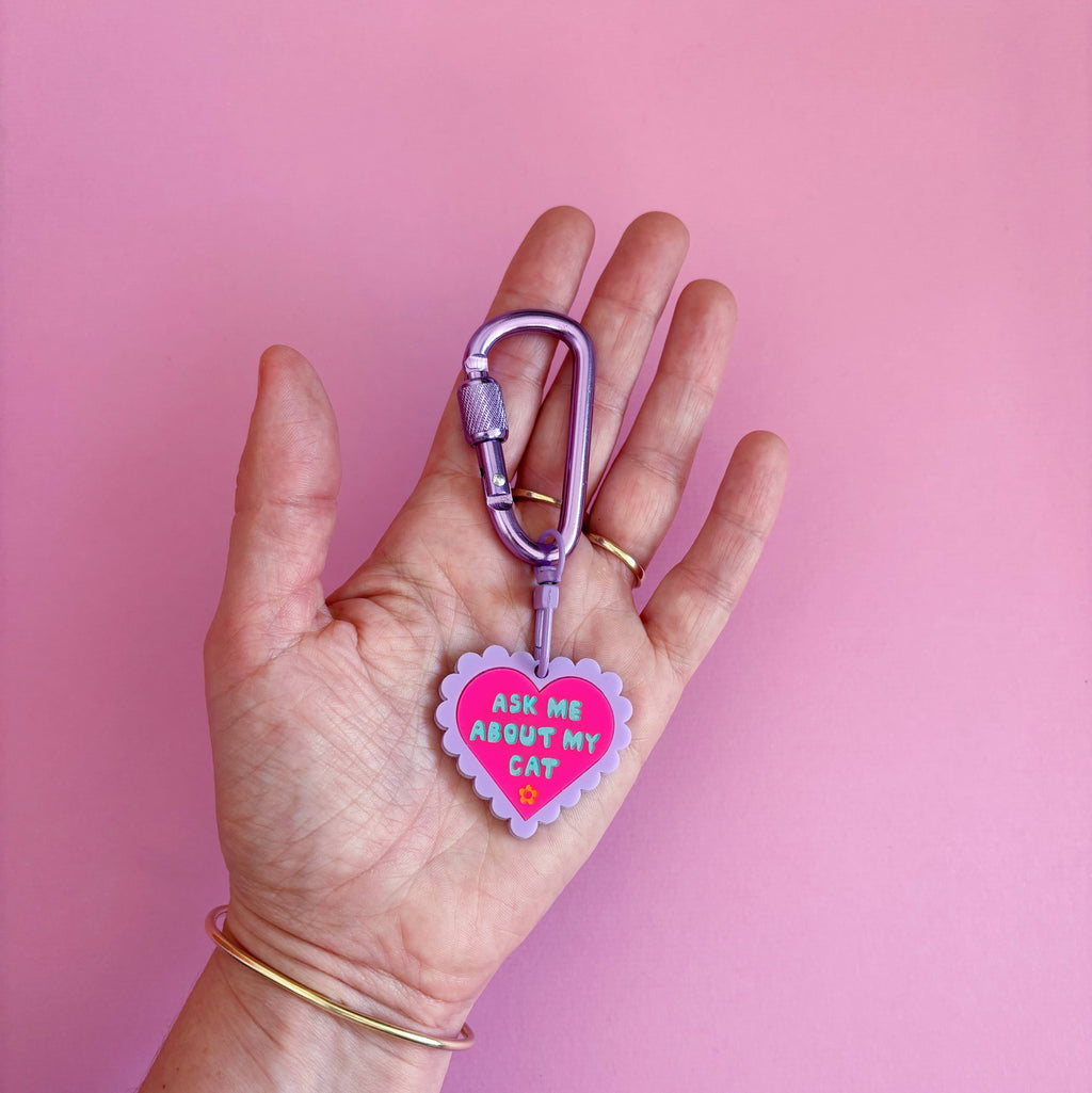 Ask Me About My Cat Carabiner Keyring