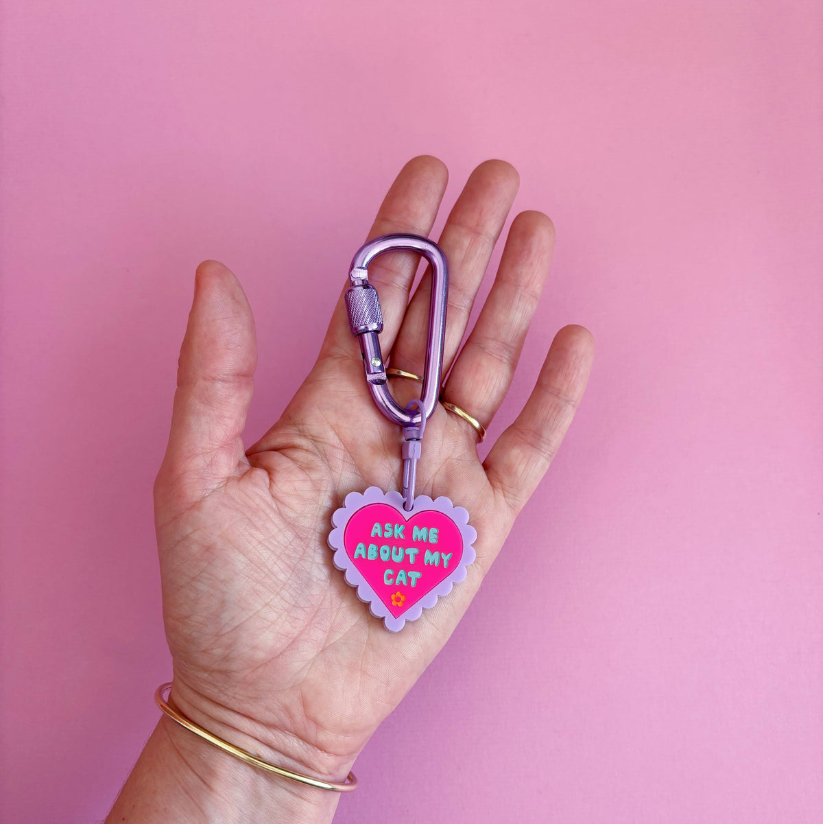 Ask Me About My Cat Carabiner Keyring