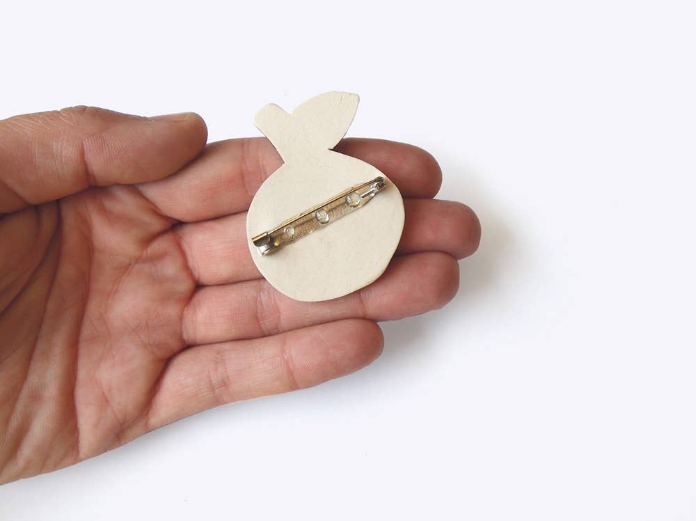 Ceramic Brooch / Lapel Pin: Orange