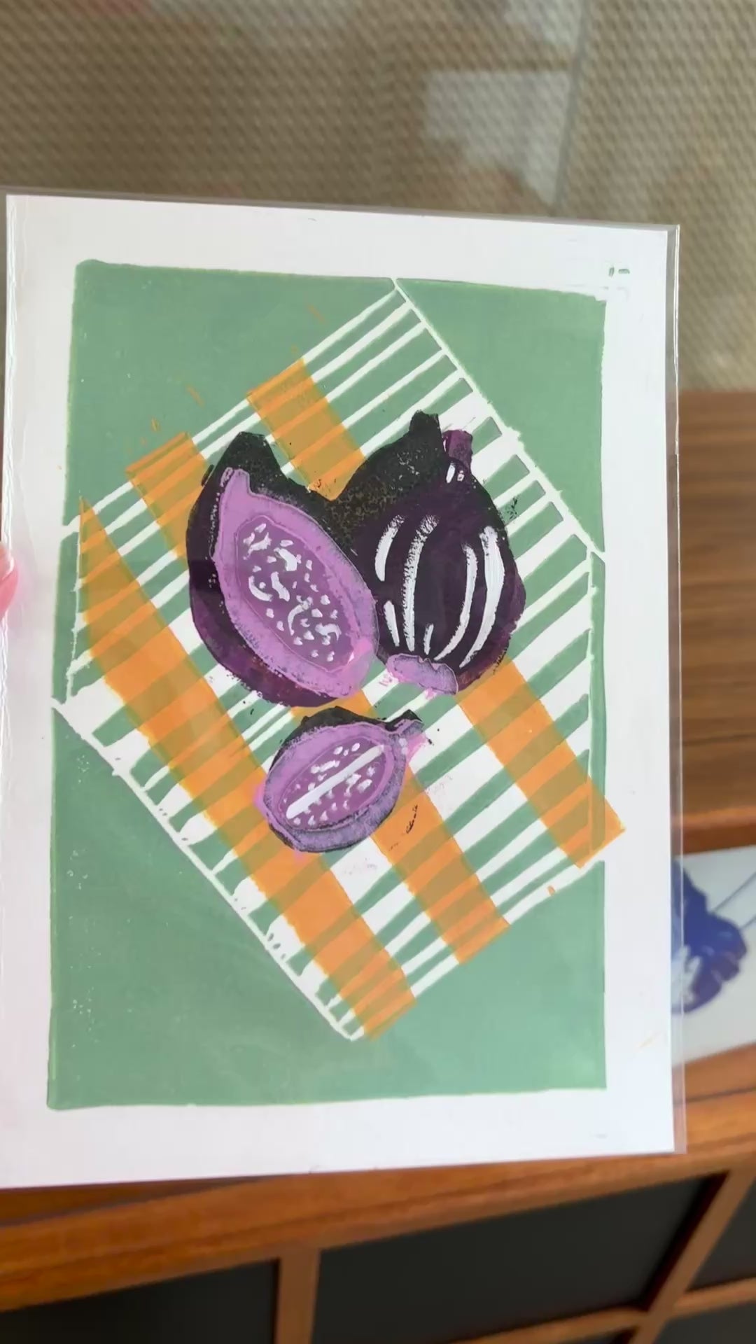 Fig picnic linocut